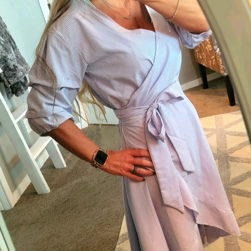 Wrap Dress blue/white pin stripe M